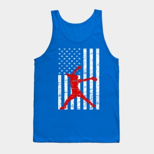 American Flag Girl's Softball Fast Pitch Pitcher T-shirt Tank Top